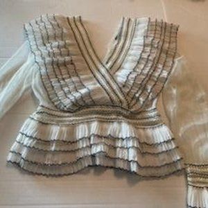 ONTWELFTH ruffled & lace top size small white with black trim